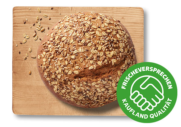 Dinkel-Vollkornbrot; Logo: FRISCHEVERSPRECHEN KAUFLAND QUALITÄT