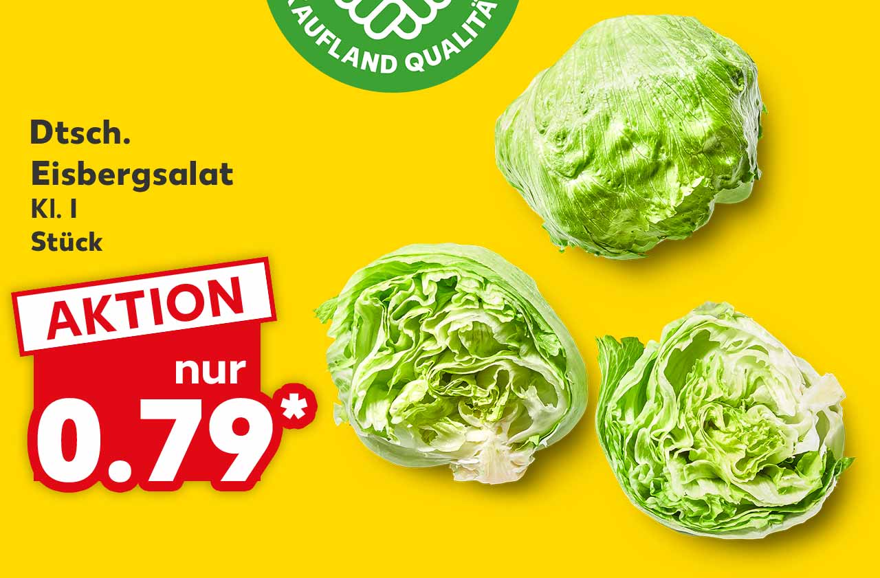 Dtsch. Eisbergsalat, Kl. I, Stück für 0.79 Euro*; Logo: FRISCHEVERSPRECHEN KAUFLAND QUALITÄT