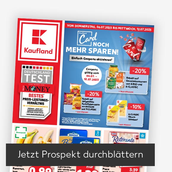 Titelbild Kaufland-Prospekt; Button: Jetzt Prospekt durchblättern
