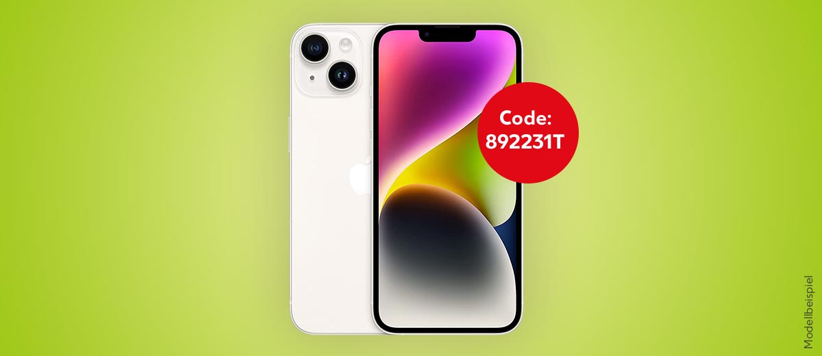 Modellbeispiel: iPhone 14; Dein Code: 892231T