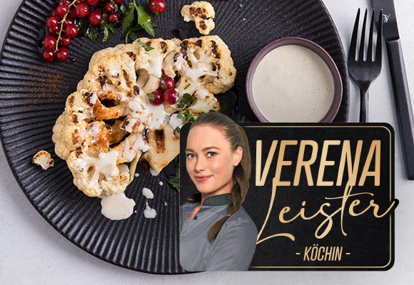 Rezept: Gegrillter Blumenkohl; Abbildung: Verena Leister - Köchin -