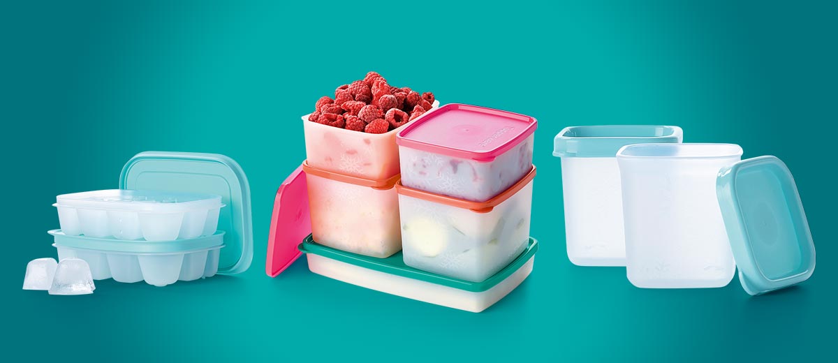 Produktabbildungen: Eis-Kristalle 160 ml (2), Gefrier-Set (5), Gefrier-Behälter 80 ml (2)