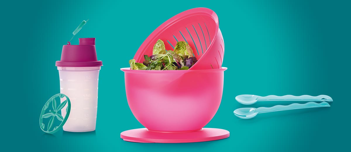 Produktabbildungen: Schüttelbecher 250 ml, Junge Welle Set (2), Junge Welle Salatbesteck