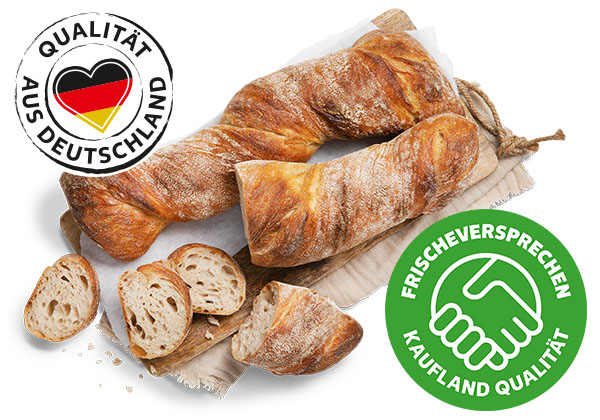 Rustikales Wurzelbrot; Logo: FRISCHEVERSPRECHEN KAUFLAND QUALITÄT; Logo: QUALITÄT AUS DEUTSCHLAND