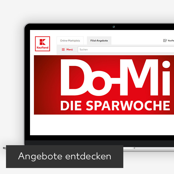 Abbildung: Laptop zeigt Kaufland-Webseite; Button: Angebote entdecken