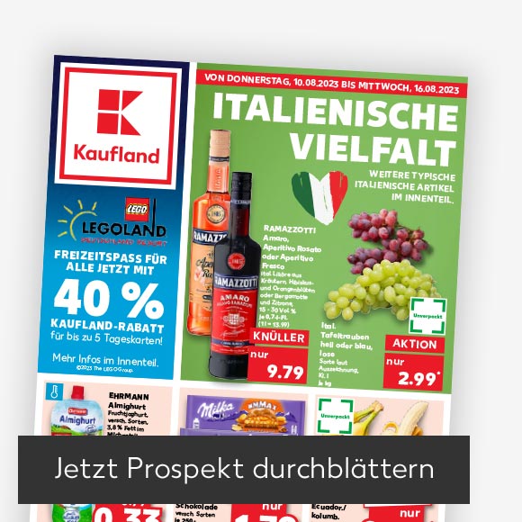 Titelbild Kaufland-Prospekt; Button: Jetzt Prospekt durchblättern