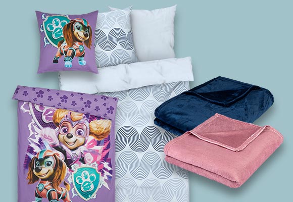 Produktabbildungen: Liv&Bo® Renforcé-Wendebettwäsche-Set, Wendebettwäsche-Set »PAW Patrol«, Liv&Bo® Kuscheldecke