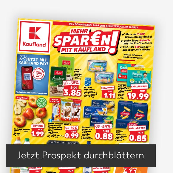 Titelbild Kaufland-Prospekt; Button: Jetzt Prospekt durchblättern