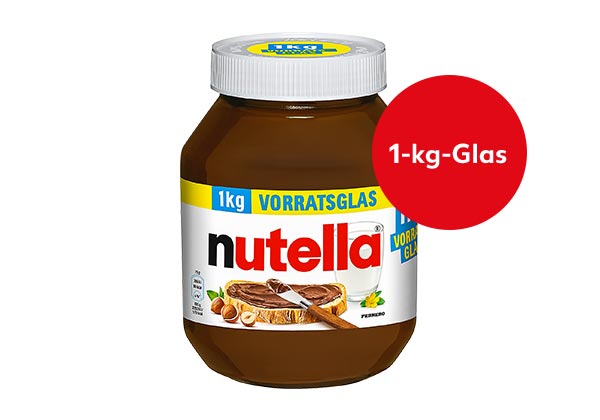 Nutella Nuss-Nugat-Creme; Störer: 1-kg-Glas