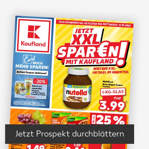 Abbildung: Titelbild Kaufland-Prospekt; Button: Jetzt Prospekt durchblättern