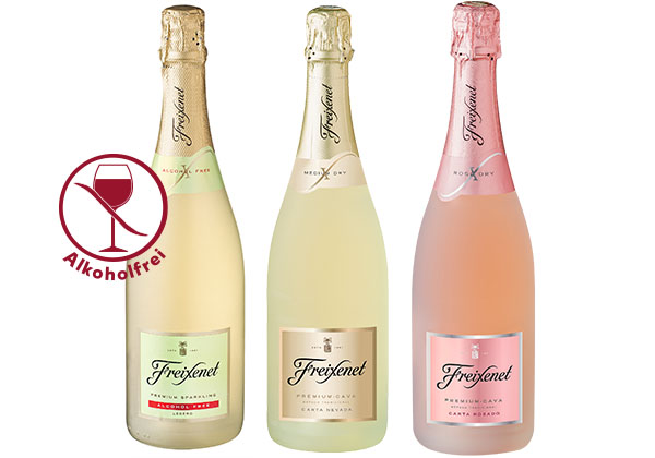 Freixenet Span. Sekt, versch. Sorten; Logo an einer Sorte: Alkoholfrei