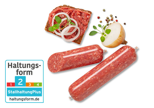 Zwiebelmettwurst***; Logo: Haltungsform 2