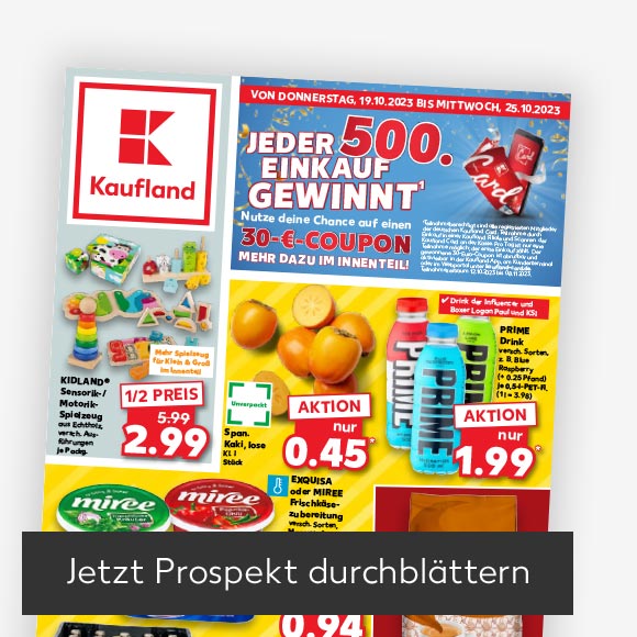 Titelbild Kaufland-Prospekt; Button: Jetzt Prospekt durchblättern