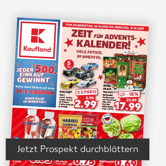 Titelbild Kaufland-Prospekt; Button: Jetzt Prospekt durchblättern