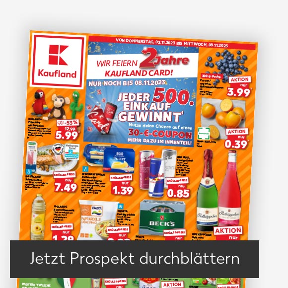 Titelbild Kaufland-Prospekt; Button: Jetzt Prospekt durchblättern