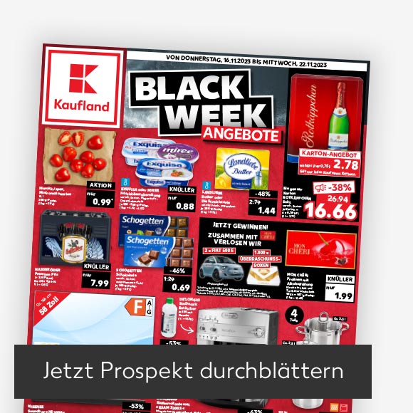 Titelbild Kaufland-Prospekt; Button: Jetzt Prospekt durchblättern