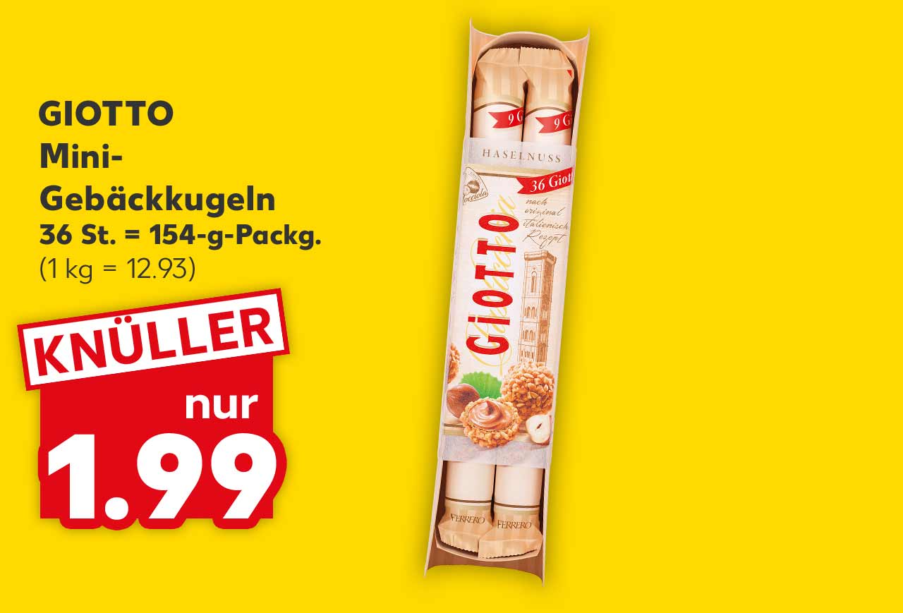 Giotto Mini-Gebäckkugeln, 36 St. = 154-g-Packg. für 1.99 Euro (1 kg = 12.93)