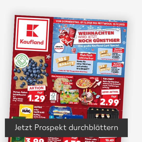 Titelbild Kaufland-Prospekt; Button: Jetzt Prospekt durchblättern
