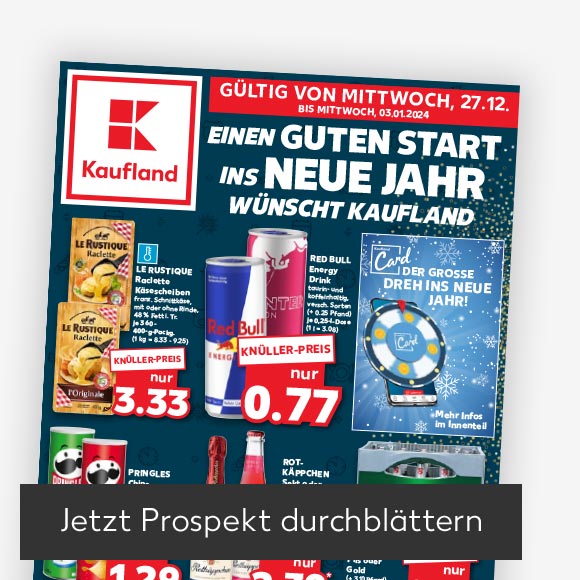 Titelbild Kaufland-Prospekt; Button: Jetzt Prospekt durchblättern