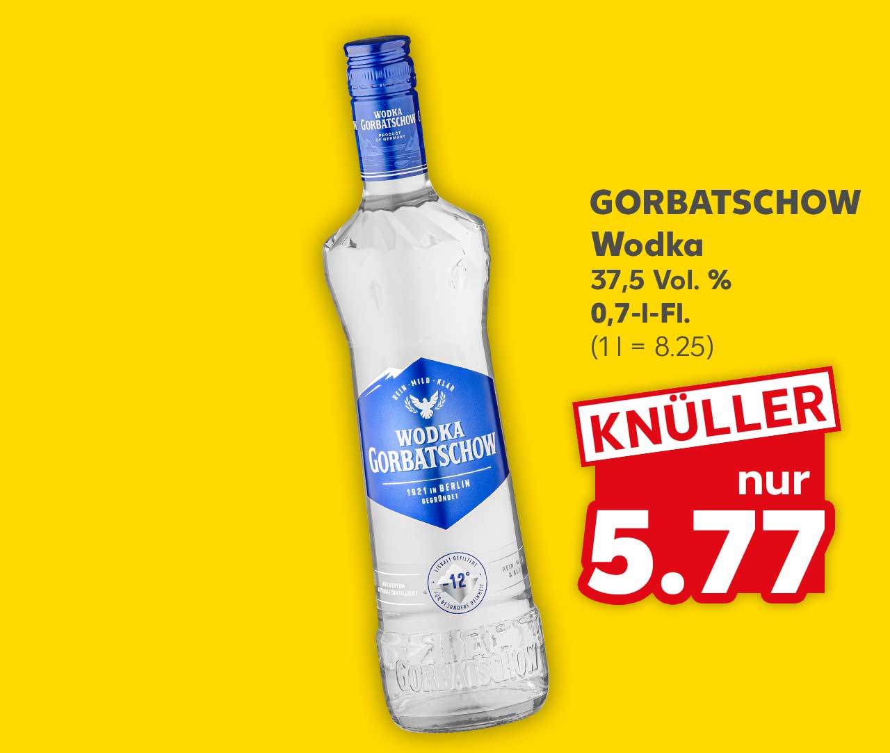Gorbatschow Wodka, 37,5 Vol. %, 0,7-l-Fl. für 5.77 Euro (1 l = 8.25)