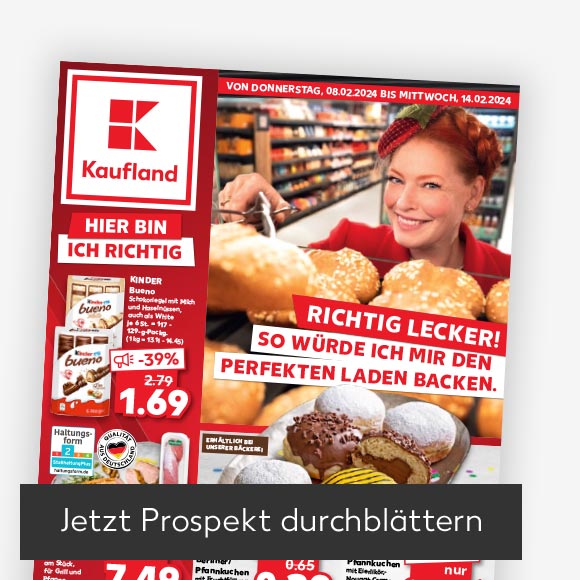 Abbildung: Titelbild Kaufland-Prospekt; Button: Jetzt Prospekt durchblättern