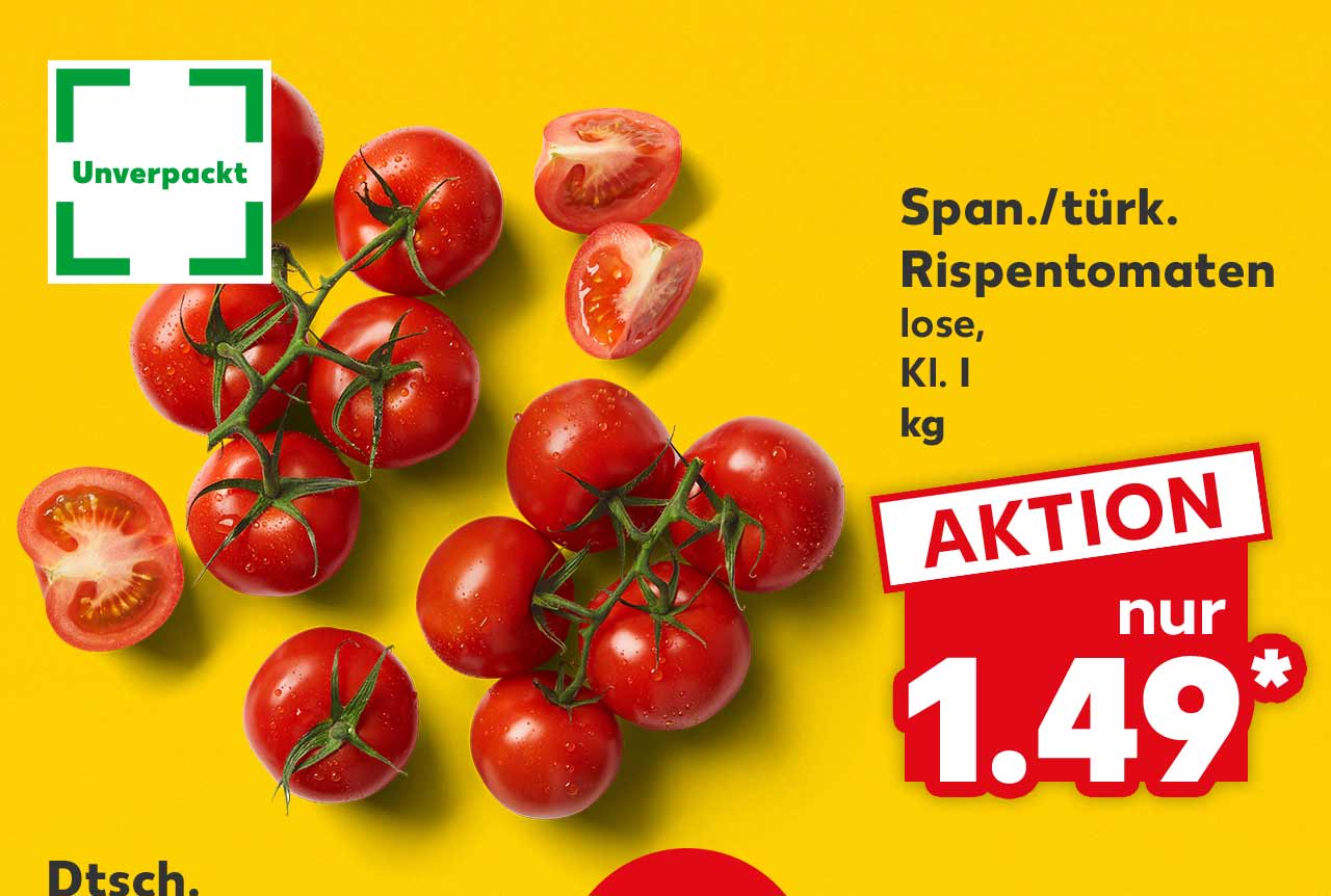 Span./türk. Rispentomaten, lose, Kl. I, kg für 1.49 Euro*; Logo: Unverpackt