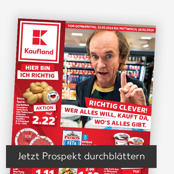 Titelbild Kaufland-Prospekt; Button: Jetzt Prospekt durchblättern