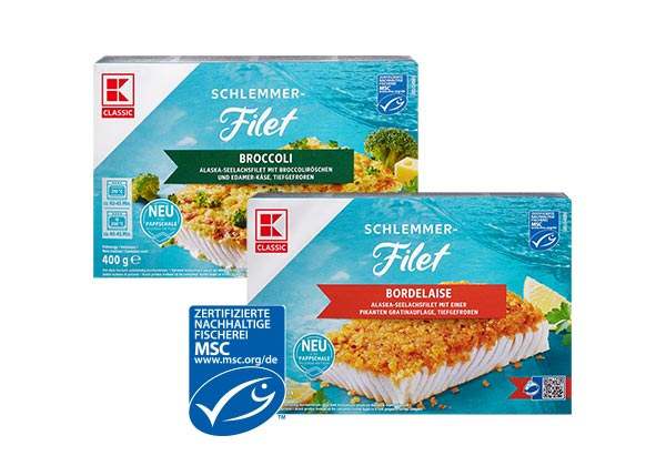 K-Classic Schlemmerfilet, versch. Sorten; Logo: Msc-zertifizierte nachhaltige Fischerei