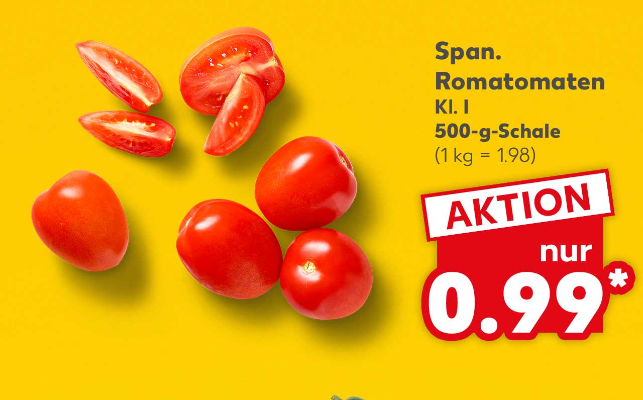Span. Romatomaten, Kl. I, 500-g-Schale für 0.99 Euro* (1 kg = 1.98)
