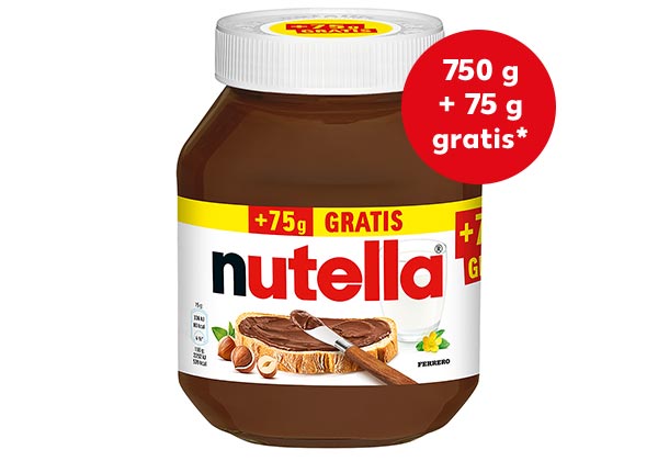 Nutella; Störer: 750 g + 75 g gratis*