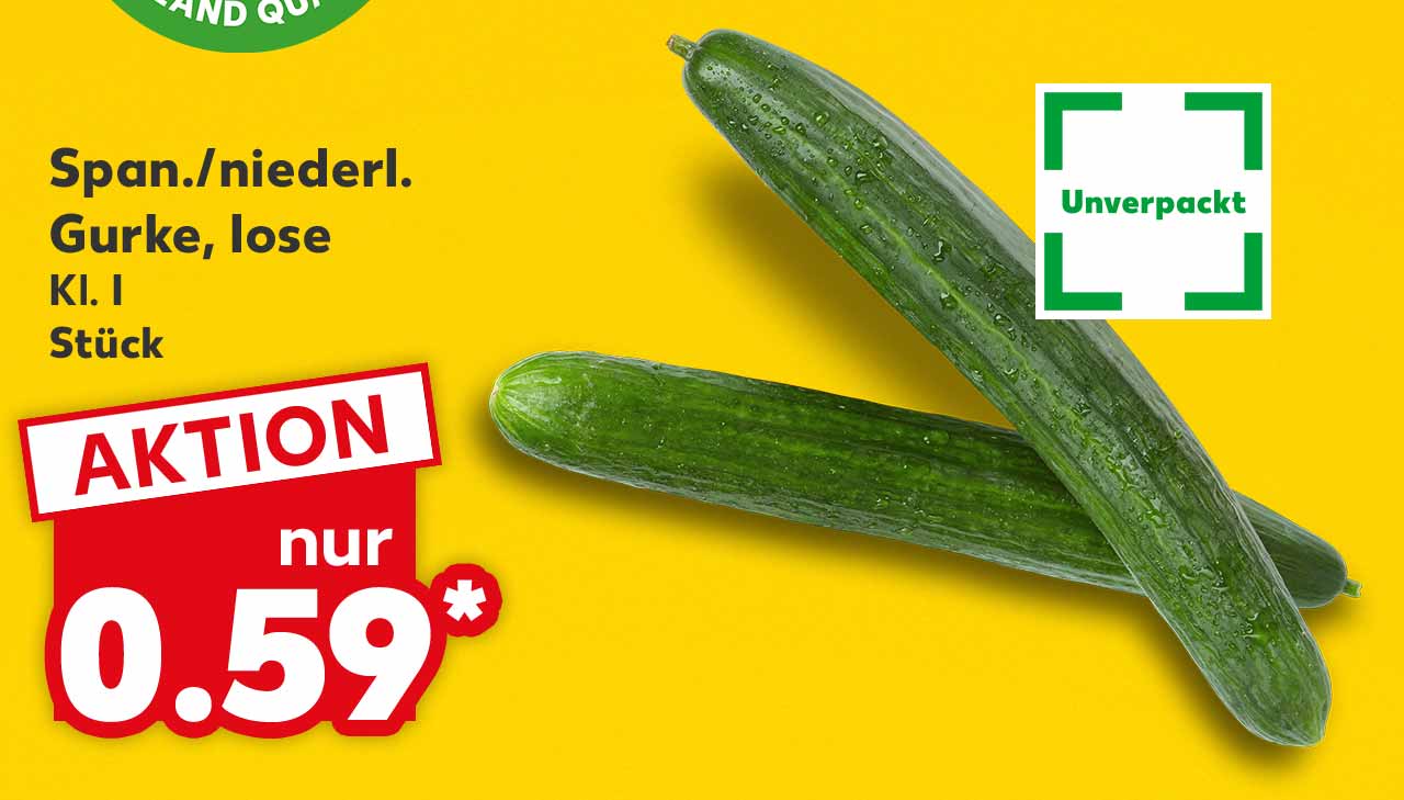 Span./niederl. Gurke, lose, Kl. I, Stück für 0.59 Euro*; Logo: Unverpackt