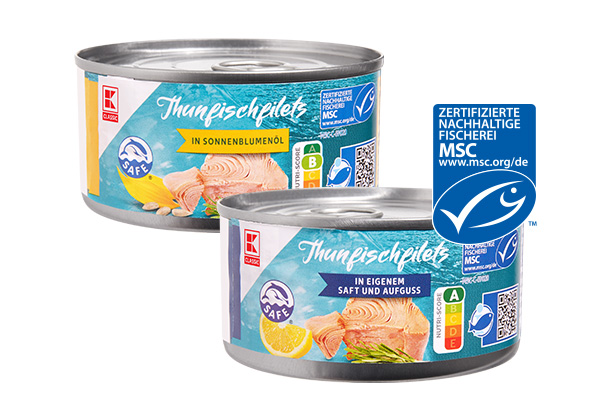 K-Classic Thunfischfilets, versch. Sorten; Logo: Msc-zertifizierte nachhaltige Fischerei