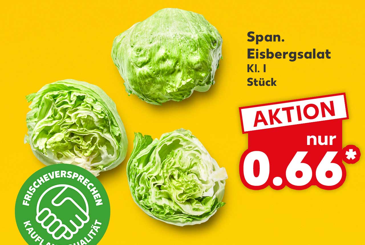 Span. Eisbergsalat, Kl. I, Stück für 0.66 Euro*; Logo: Frischeversprechen Kaufland Qualität
