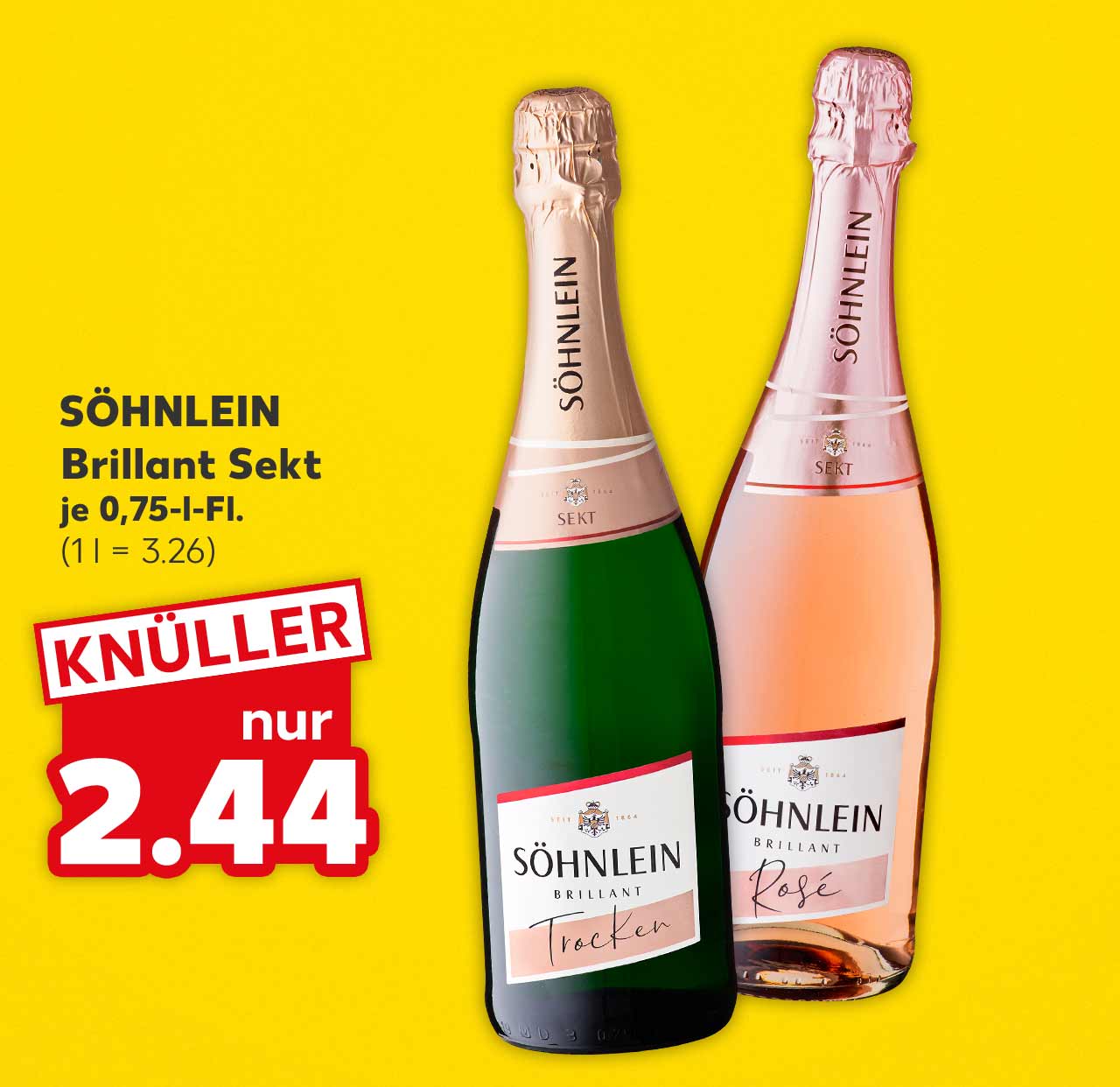 Söhnlein Brillant Sekt, versch. Sorten, je 0,75-l-Fl. für 2.44 Euro (1 l = 3.26)