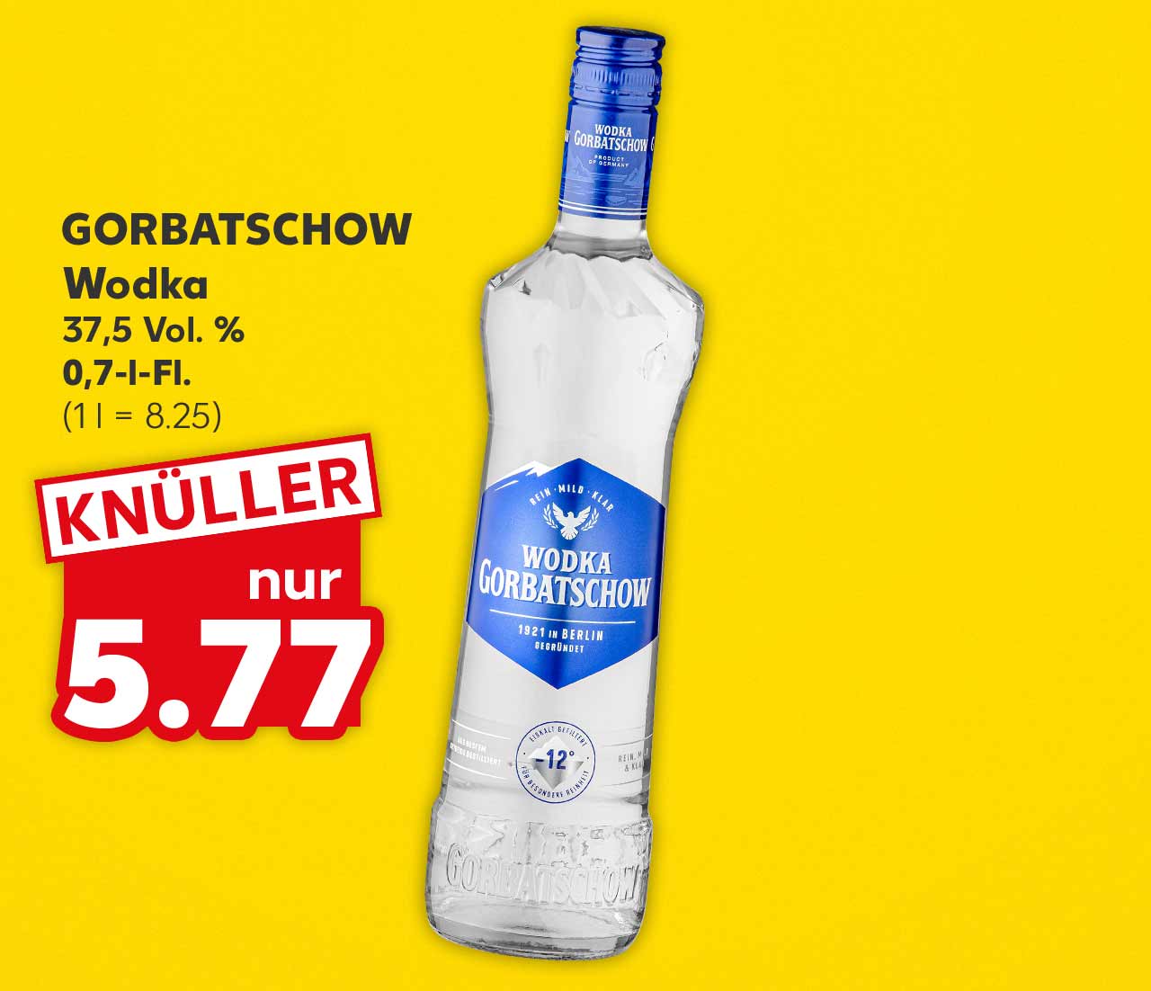 Gorbatschow Wodka, 37,5 Vol. %, 0,7-l-Fl. für 5.77 Euro (1 l = 8.25)
