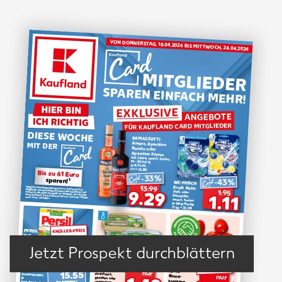 Abbildung: Titelbild Kaufland-Prospekt; Button: Jetzt Prospekt durchblättern