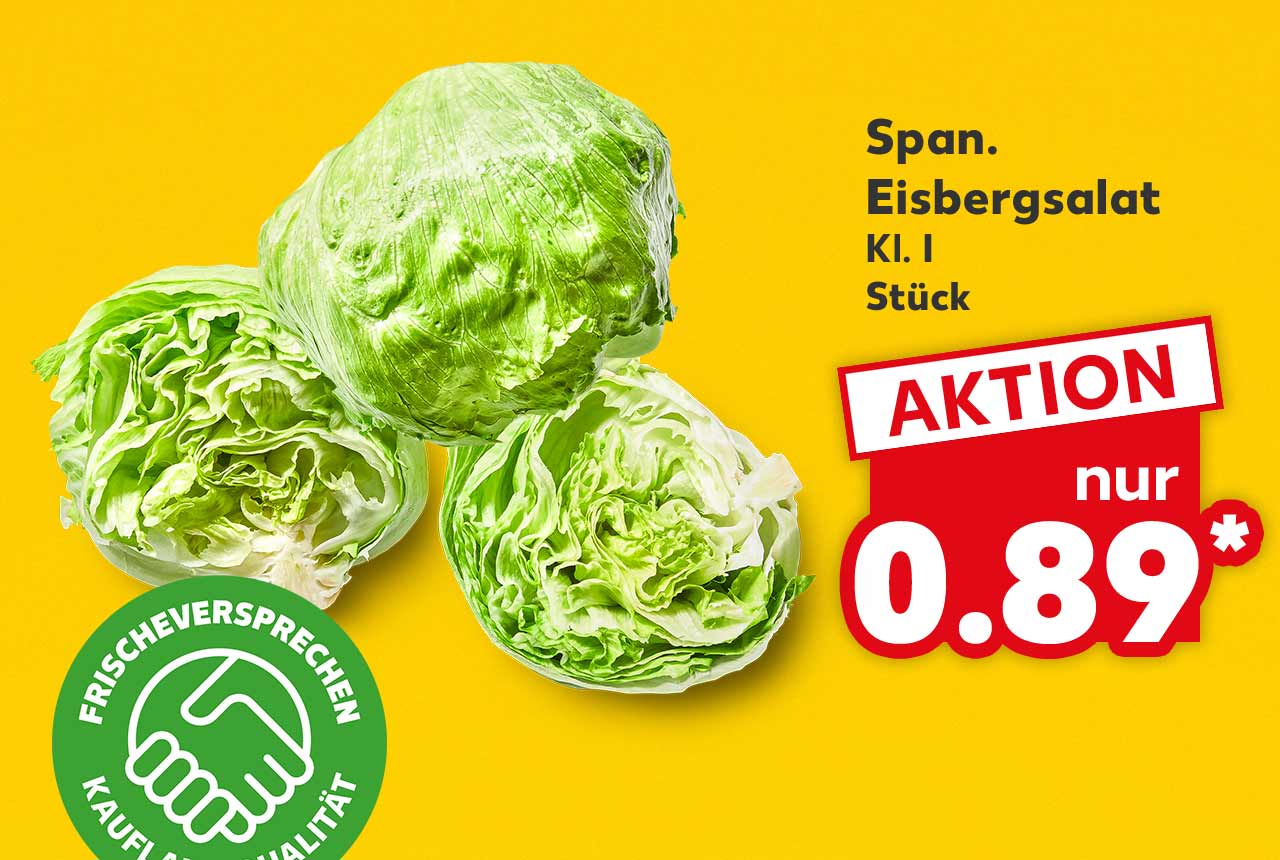 Span. Eisbergsalat, Kl. I, Stück für 0.89 Euro*; Logo: Frischeversprechen Kaufland Qualität