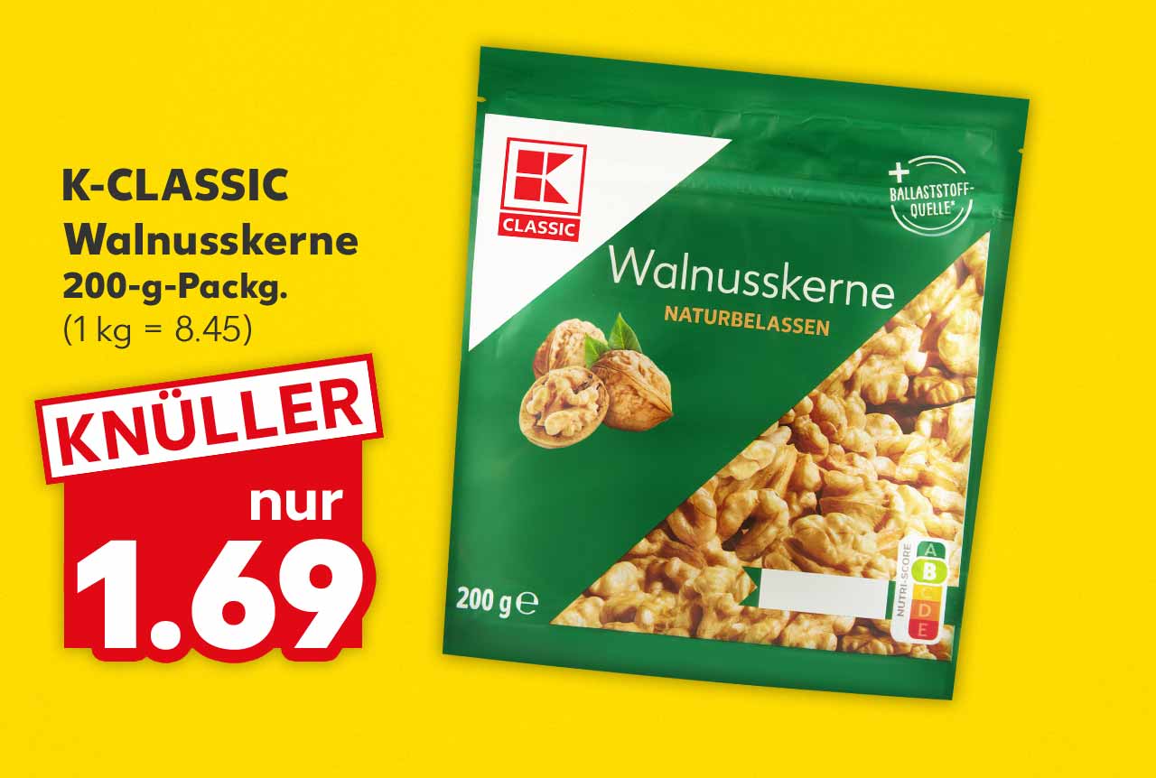 K-Classic Walnusskerne, 200-g-Packg. für 1.69 Euro (1 kg = 8.45)