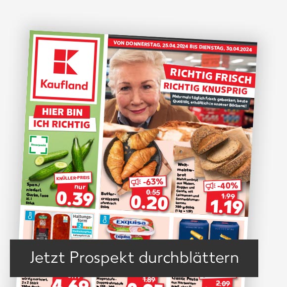 Titelbild Kaufland-Prospekt; Button: Jetzt Prospekt durchblättern