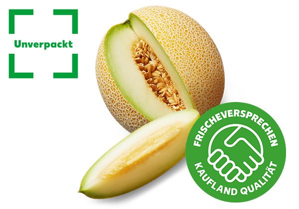 Span. Galiamelone; Logo: Unverpackt; Logo: Frischeversprechen Kaufland Qualität