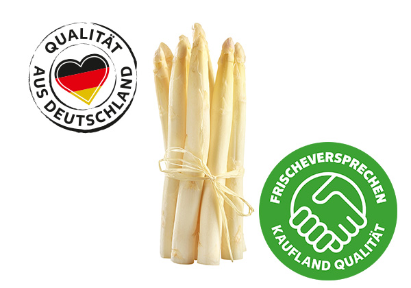 Dtsch. Spargel; Logo: Qualität aus Deutschland; Logo: Frischeversprechen Kaufland Qualität
