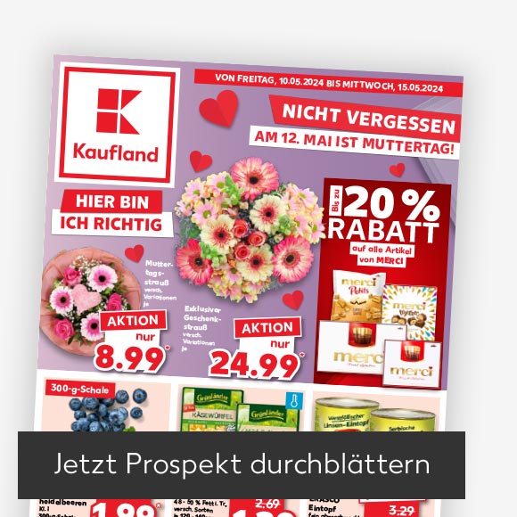 Titelbild Kaufland-Prospekt; Button: Jetzt Prospekt durchblättern
