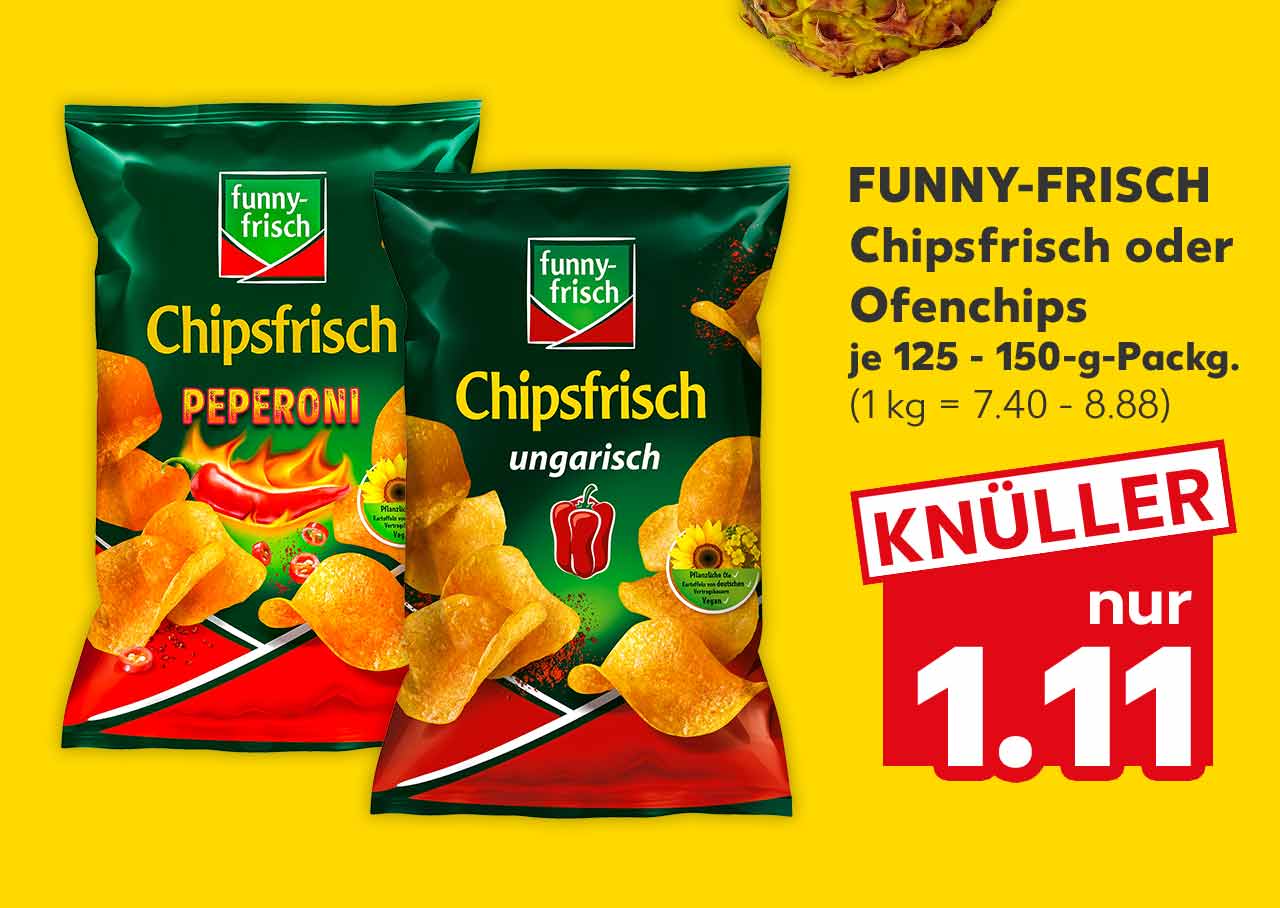 Funny-Frisch Chipsfrisch oder Ofenchips, versch. Sorten, je 125 - 150-g-Packg. für 1.11 Euro (1 kg = 7.40 - 8.88)