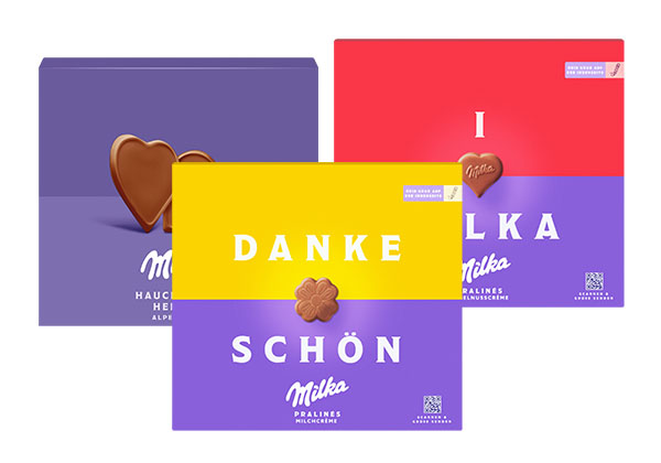 Milka Pralinés oder Hauchzarte Herzen, versch. Sorten