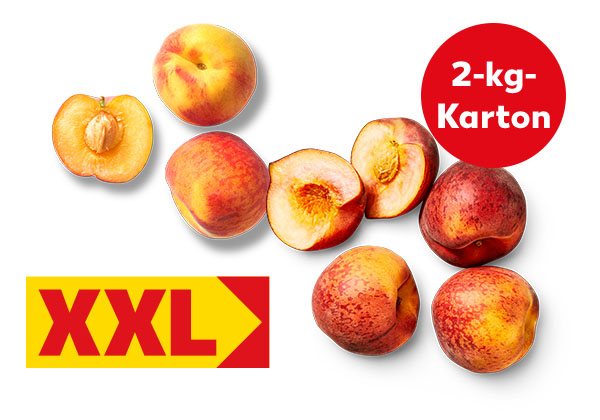 Span. Pfirsiche oder Nektarinen; Störer: 2-kg-Karton