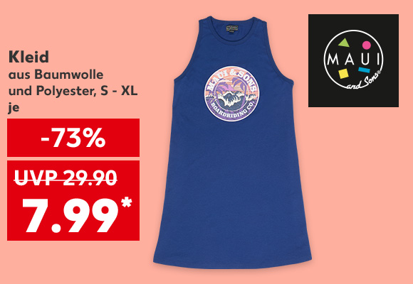 Logo: Maui and Sons; Kleid aus Baumwolle und Polyester, S - XL je für 7.99 Euro* (UVP = 29.90 Euro)