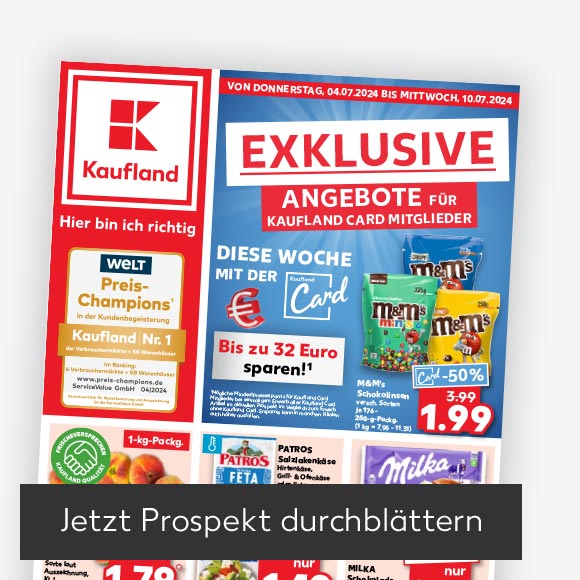 Titelbild Kaufland-Prospekt; Button: Jetzt Prospekt durchblättern