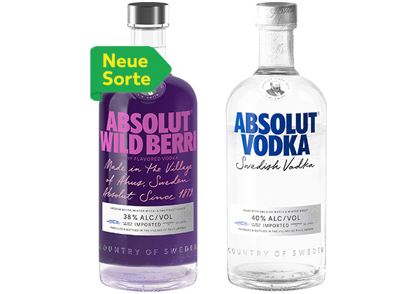 Absolut Vodka, Wild Berri oder Citron; Störer an Sorte Wild Berri: Neue Sorte