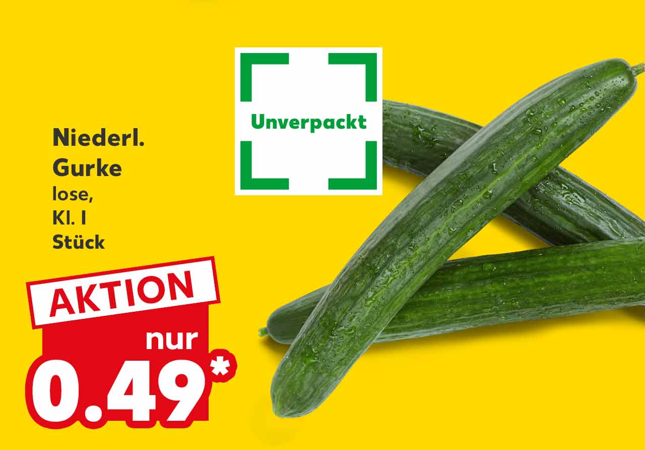 Niederl. Gurke, lose, Kl. I, Stück für 0.49 Euro*; Logo: Unverpackt