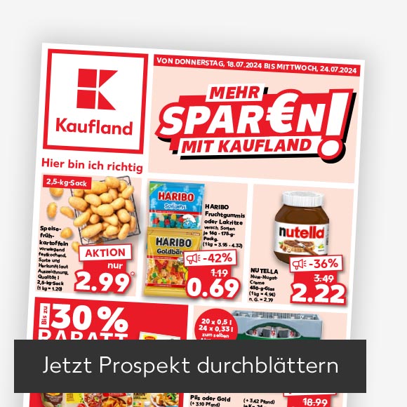 Abbildung: Titelbild Kaufland-Prospekt; Button: Jetzt Prospekt durchblättern